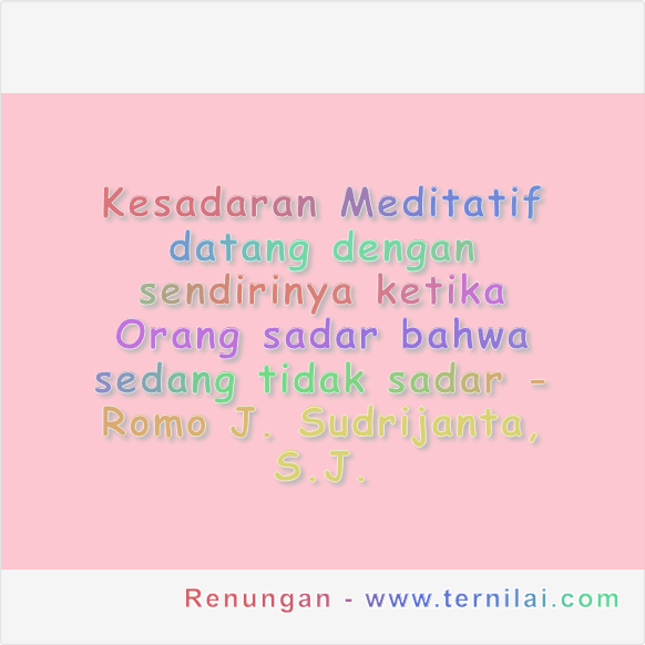 Kesadaran Meditatif datang dengan sendirinya ketika Orang sadar bahwa sedang tidak sadar